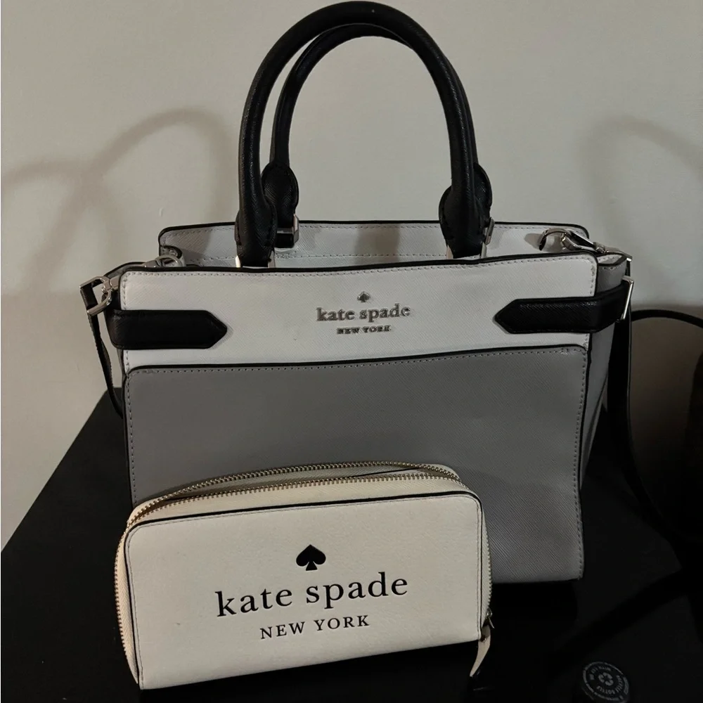 Kate Spade Black and Gray Satchel with Wallet - Picture 1 of 3